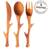 Olive Wood Flatware Set, Fork, Spoon and Knife